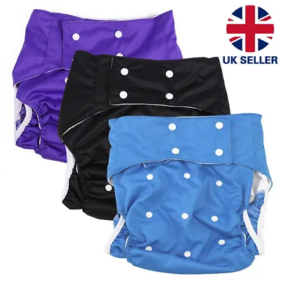 Adult Adjustable Reusable Washable Incontinence Pants PAD Nappy Diaper Knickers • £7.58