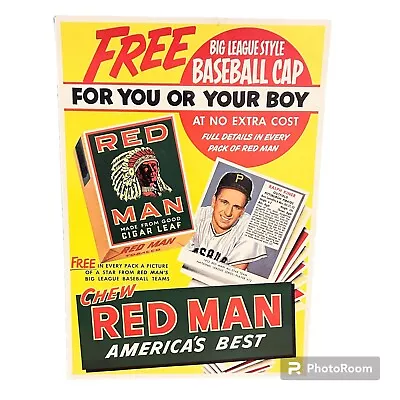 Vintage 1952/53 Red Man Tobacco Poster Ralph Kiner Baseball  • $89.99