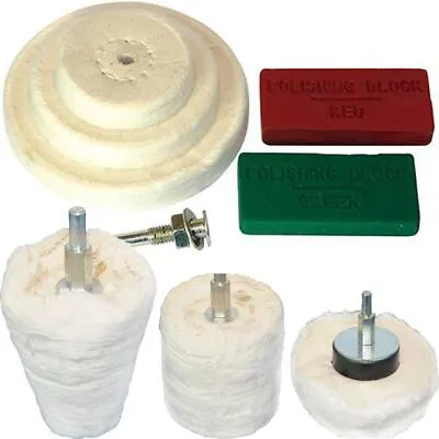 9pc Metal Polishing Kit Dome Goblet Cylinder Mop Buffing Wheel Compound • £13.49