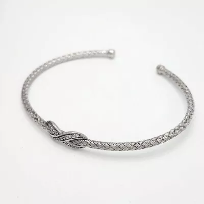 Charles Garnier Sterling Silver 925 3mm Mesh Cuff Infinity CZ Crystals Bracelet • $82