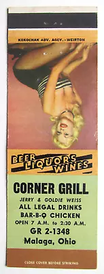 Corner Grill - Malaga Ohio Restaurant 20FS Matchbook Cover Jerry & Goldie Weiss • $2.45