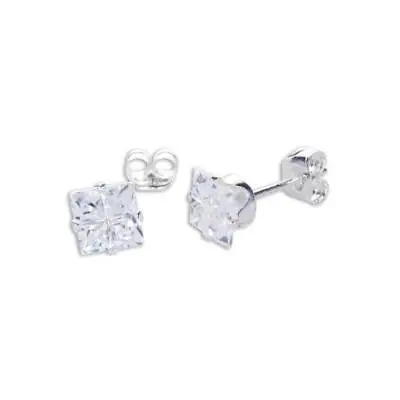 Sterling Silver Clear Crystal Cubic Zirconia CZ Stud Earrings - Various Shapes • £7.95