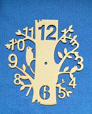 Wooden MDF Tree   With Bird Clock Face With Numbers Blank 25cm And 29cm • £8.50