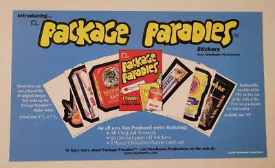 1999 PACKAGE PARODIES STICKER CARDS 7 Inch PROMO AD By NewHamm / WACKY PROMOTION • $7.99