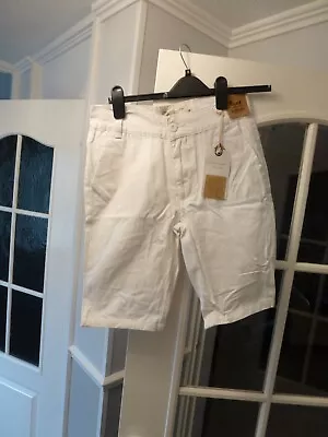 £11.99 • Buy A BNWT BELLFIELD Men White Cotton Chino Short Trousers Size 28  