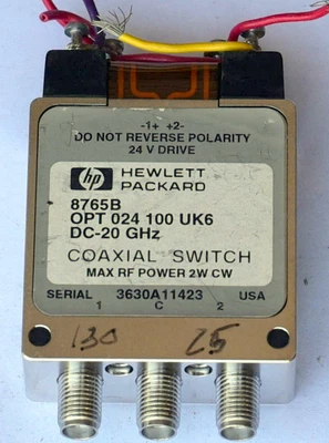 $34.95 • Buy HP Agilent 8765B Coaxial Switch DC-20 GHz SMA 24VDC Option 024