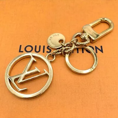 LOUIS VUITTON M68000 Bag Charm-LV Circle Bag Charm Key Holder Metal Gold • $167