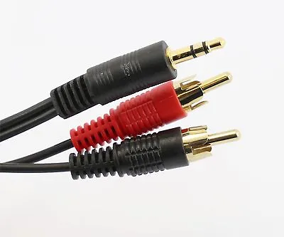 £3.49 • Buy 5m 3.5mm Jack To 2 RCA Cable Twin Phono Stereo Long AUDIO Lead GOLD