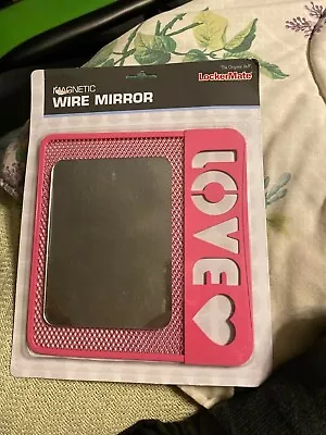 Magnetic Locker Mirror Pink “Love” Brand New 6.75x6.75 Metal Wire • $10