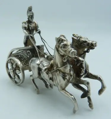 Victorian Solid Silver Miniature Import - Roman Chariot And Horses • £109.97