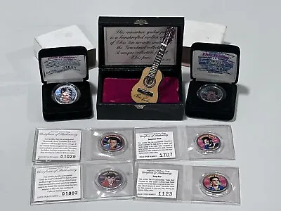 Elvis Presley Colorized Lot U.S. Coins ￼(6) And Miniature Guitar With COA! HTF • $44.99