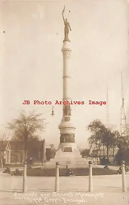 IN Michigan City Indiana RPPC Soldiers' & Sailors' Monument 1910 PM Photo • $5.99