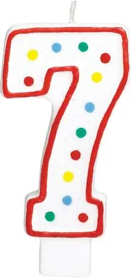 Number 7 Birthday Candle 7TH White Red Happy Party Cake Decoration Glitter Large • £2.59