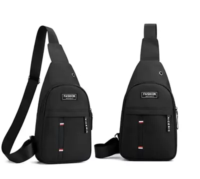 Mens Sling Cross Body Chest Bag Shoulder Sports Travel Backpack Man-purse Black • $11.95