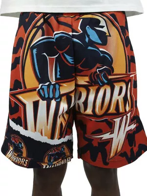 Mens Mitchell & Ness NBA Jumbotron Sublimated Shorts Golden State Warriors Sz XL • $35.97