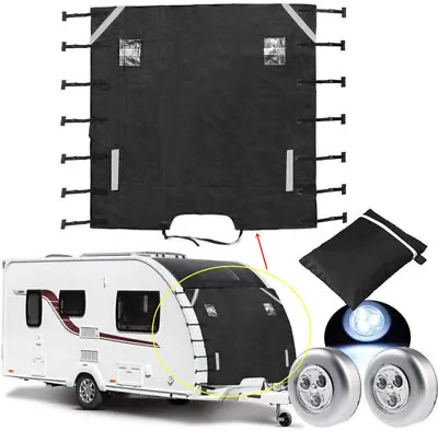 $23.49 • Buy Caravan Front Towing Cover Protector Universal Shield Guard + 2 Led Lights