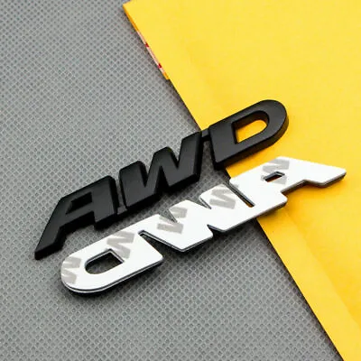 3D Black Metal AWD Car Trunk Rear Fender Emblem Badge Decal Sticker 4WD SUV V6 • $6.90