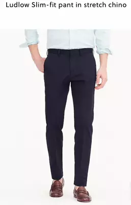 J. Crew NWT Ludlow Slim-fit Pant In Stretch Chino Deepest Navy Size 29/32 F4031 • $64.99