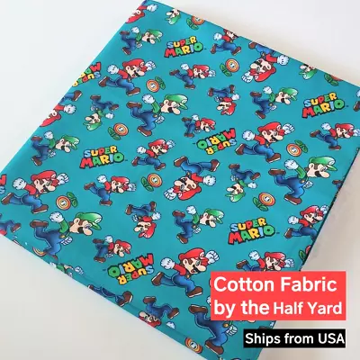 Nintendo Super Mario Luigi Fabric By The Half Yard • $11.99