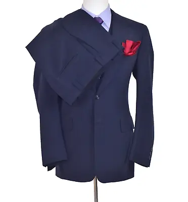 Vtg Hart Schaffner Marx Mens 3pc Blue Suit Jacket Size 40-L Pant 34x33 Mid-Lined • $157.25