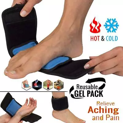 Gel Ice Pack Wrap Hot Cold Therapy Strap For Leg Ankle Arch Pain Relief Wrap GW • £8.99