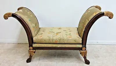 Maitland Smith Footstool Settee U Bench French Empire Paw Gold Gilt Lion Head • $1169.10