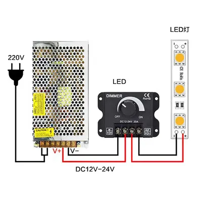 DC 12V 24V LED Dimmer Switch 30A 360W Voltage Regulator Adjustable Dimmer~ • £6.43