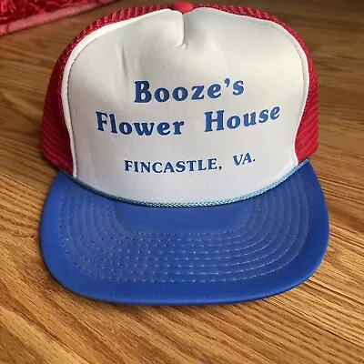 $9.99 • Buy Vintage Booze's Flower House Trucker Hat Fincastle Virginia VA Booze Florist Cap