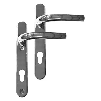 Greenteq Alpha 92 Lever/Lever UPVC Furniture - 220mm Backplate - Polished Chrome • £43.53