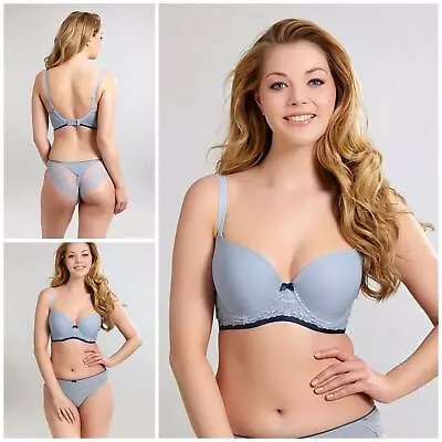 Cleo Morgan Balconnet T Shirt Bra By Panache Sky Blue Ink Smooth Cup Bra 9361 • £11.37