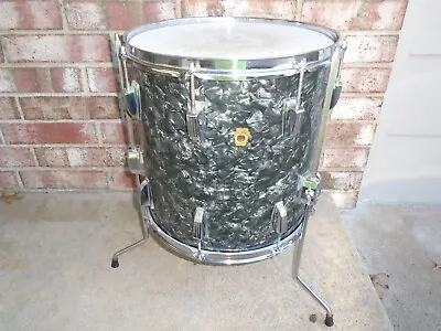 VINTAGE 1960's LUDWIG 14X14 FLOOR TOM BDP BLACK DIAMOND PEARL-SN 537068-NICE! • $1249