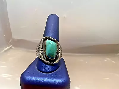 Vintage Native American Turquoise Sterling Silver Ring Size 13 • $97.45