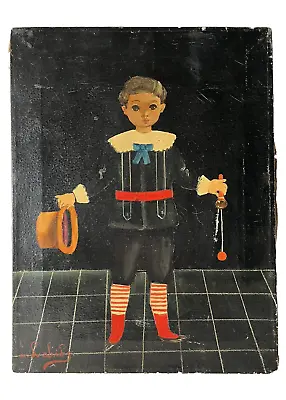 Agapito Labios Folk Art Mexico Mid Century Young Boy Portrait Oil Painting • $1280