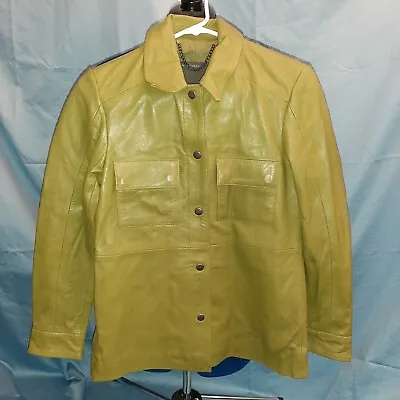 Muubaa Leather Womens Pocket Front Leather Shacket In Sage Green US2 UK6 EU34 • $75
