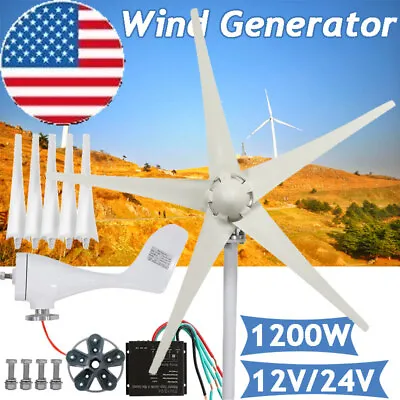 $149.99 • Buy Wind Turbine Generator Kit 1200W 12V/24V With 5 Blade Wind Power Generator Kit