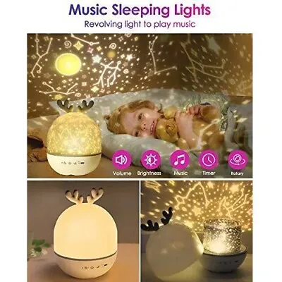 £15.99 • Buy Night Light Projector With Music, Remote Control 360°Rotation Timer for Bedroom