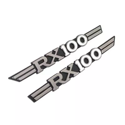 RX100 Side Cover Emblem Badge Pair Plastic Chrome Black Yamaha RX 100 Bikes • £14.64