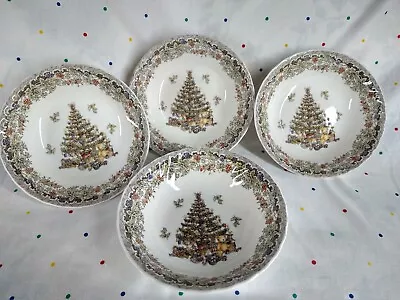 Queen’s Season’s Greetings Myott Factory Christmas Tree Bowls Plates Lot Of 4 CF • $48