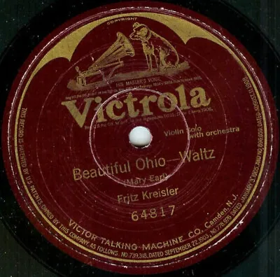 Fritz Kreisler - Beautiful Ohio 1919 Shellac 10  S/Sided Victrola 64817 Very G • $8.55