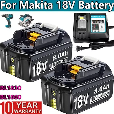 For Makita 18V Battery BL1860B BL1890B LXT Lithium BL1850B BL1830 + Fast Charger • $28.29