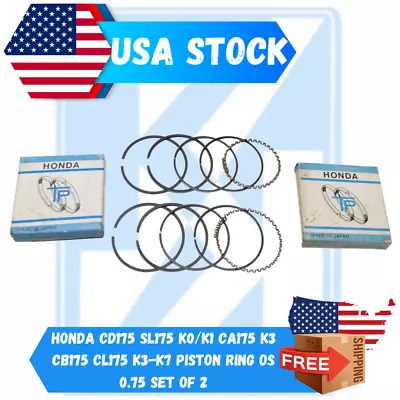 Honda CD175 SL175 K0/K1 CA175 K3 CB175 CL175 K3-K7 Piston Ring OS 0.75 Set Of 2 • $30.80