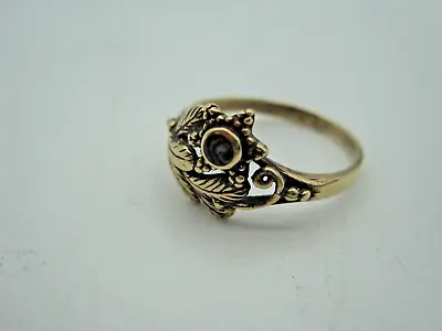 £120 • Buy Antique Georgian  Gold Mourning Ring. Size 'O'. Laurel Leaves, Star Flower.
