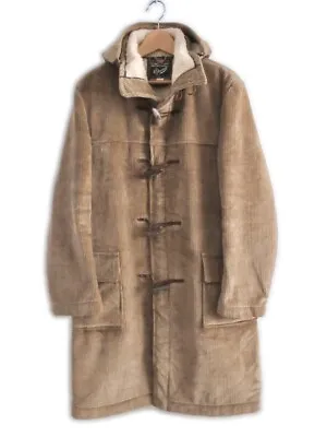 Gloverall Mens Corduroy Duffle Coat Sherpa Lined Hooded England 70s Vtg Size 40 • $134.78