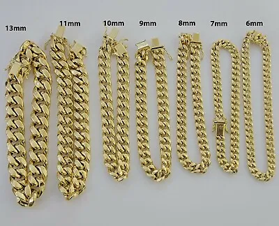 10k Yellow Gold Bracelet Miami Cuban Link 6mm-15mm 7.5 -9  REAL Real Gold Sale  • $486.10