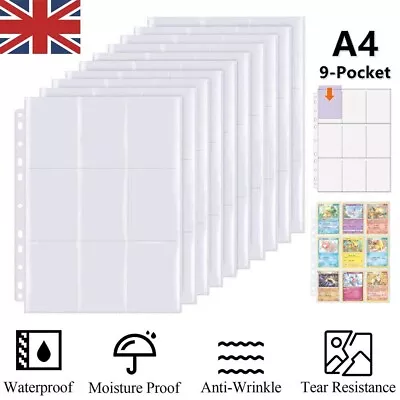 100x Card Binder Sleeves Double Side 9-Pocket Transparent Cards Pages Collectors • £8.99