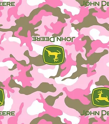 JOHN DEERE Everyday Pink Logo Toss Camo Sewing Quilting Cotton Fabric FQ • $6.75