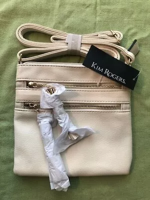 Kim Rogers Off-White Leather  Crossbody Bag With Adjustable Strap NWT • $15.99