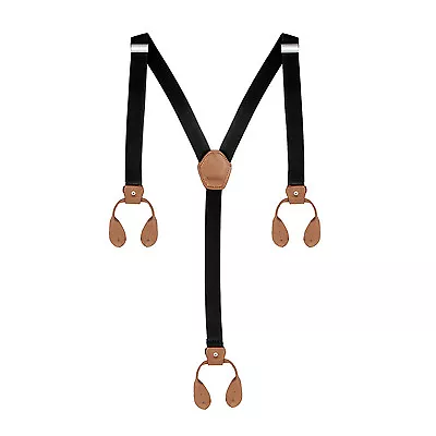 Mens Elasticated Trouser Braces Suspenders 25mm Adjustable With Button Hole • £5.29
