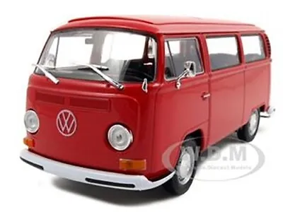 1972 Volkswagen T2 Bus Van Red 1/24 Diecast Model Car By Welly 22472 • $18.99