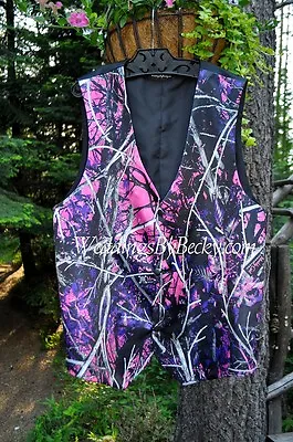 NEW SATIN Muddy Girl Camo Wedding Vest/MAN's Custom- Sizes-SMLXL2X3X4X • $98